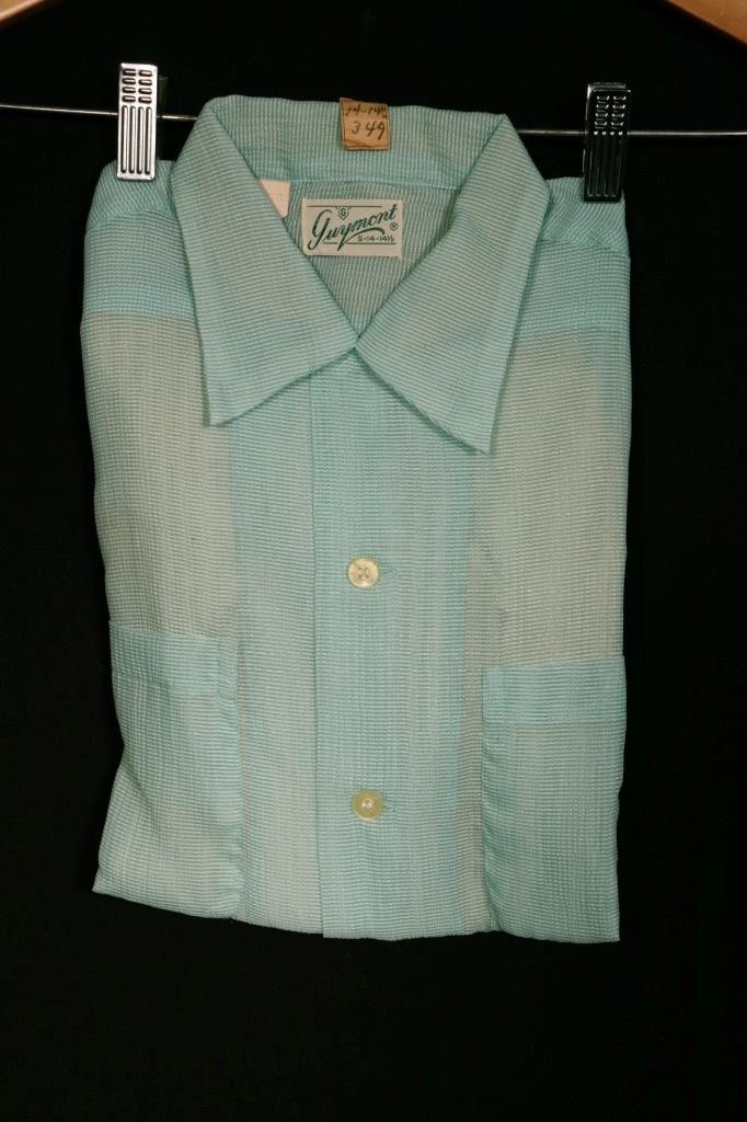 Vintage Deadstock Still Folded 1940s Guymont Aqua Sheer Nylon Shirt Size Small
