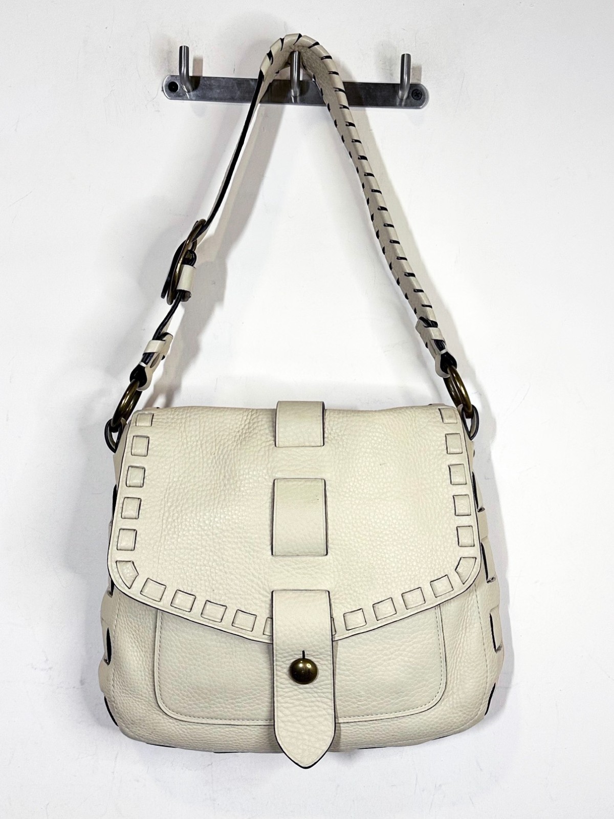 RARE Coach Thompson Legacy Ivory Beige Flap Leather Julia Shoulder Bag Purse
