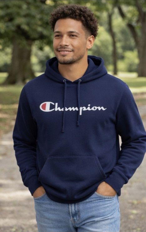 NWT Champion Men\'s Script Pullover Logo Hoodie