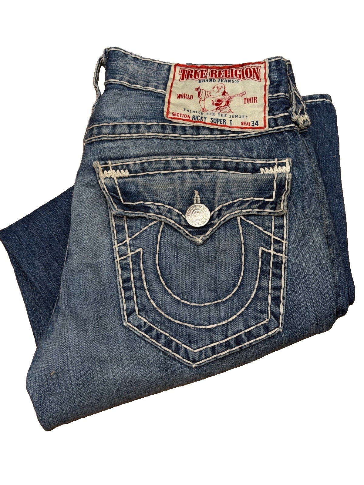 True Religion Men\'s Ricky Super T Jeans Size 33 Semetary