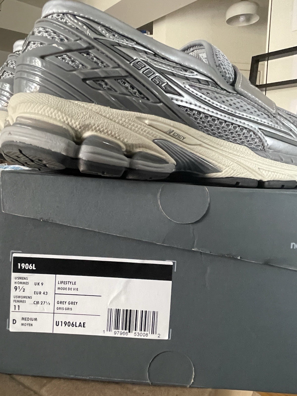 New Balance 1906L Silver Shadow Grey Hook & Loop Mesh Low Top U1906LAE 9.5
