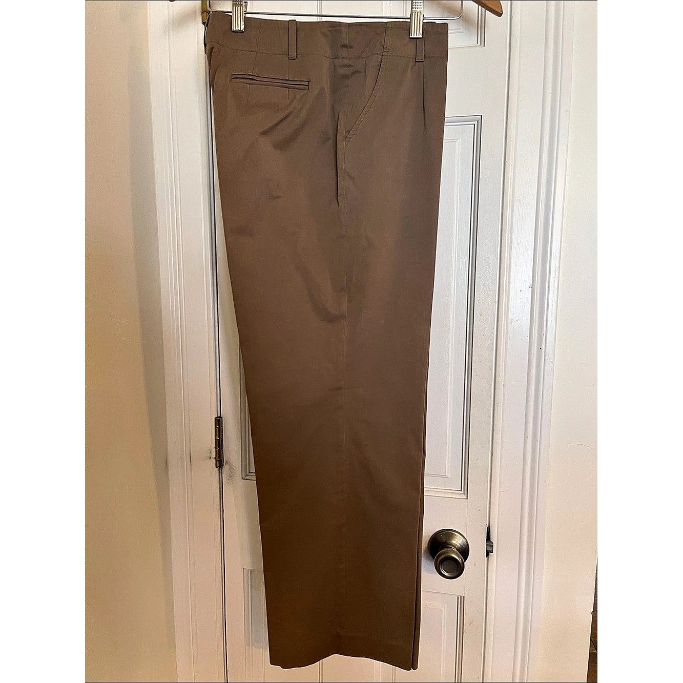Talbots Petites Stretch Straight Leg Pants Brown Size 10P Cotton Blend