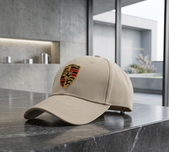 NEW Porsche 2026 Official Crest Beige Cap Unisex Baseball Hat Adjustable