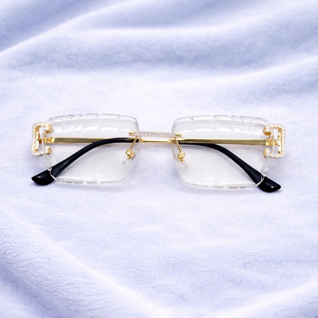 VVS Moissanite Clear iced Out Designer Style Glasses