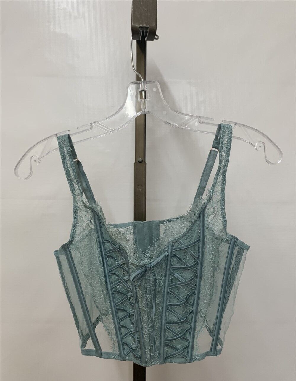Victoria\'s Secret Dream Angels Unlined Lace-Up Corset Top Light Teal Size Medium