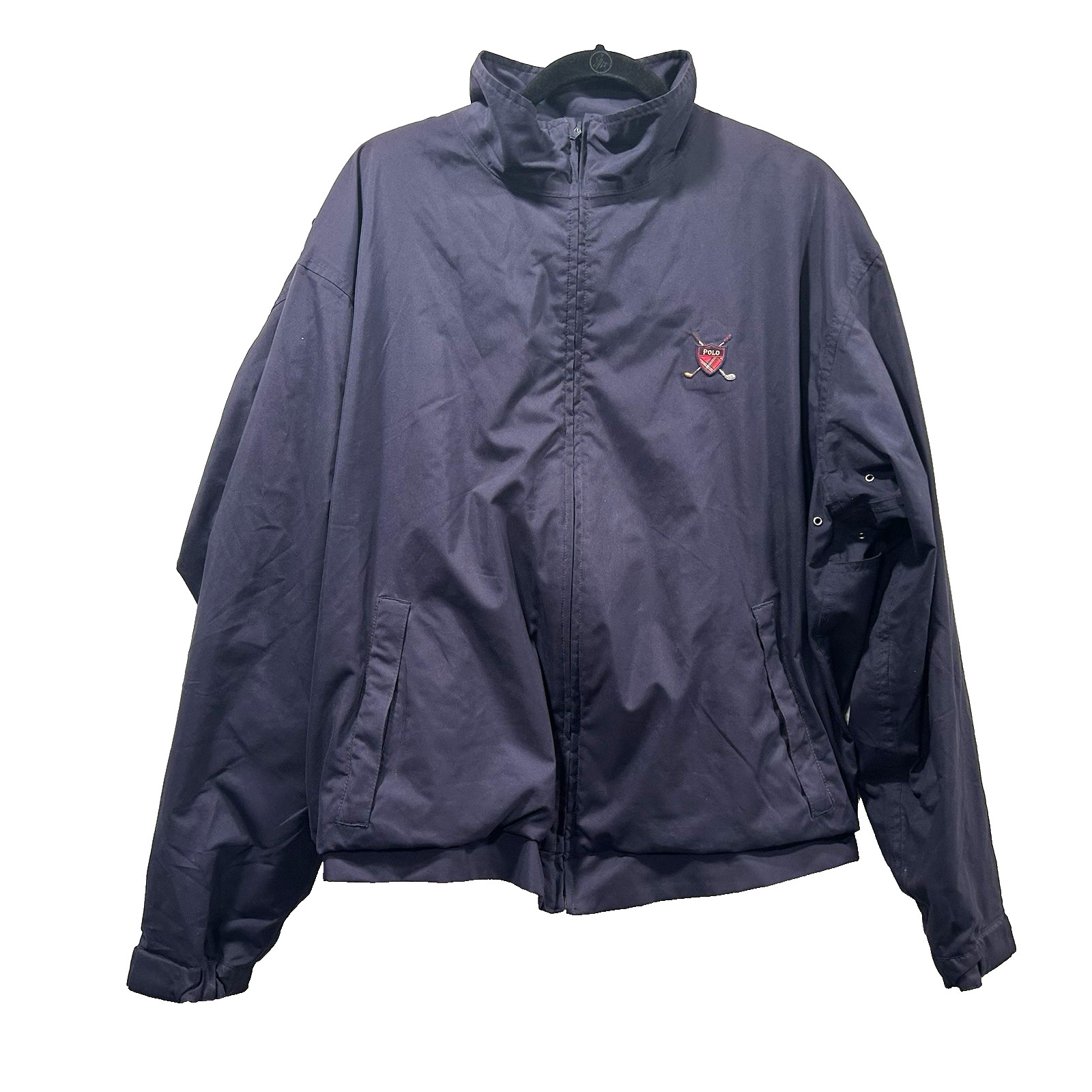 Vintage POLO GOLF Ralph Lauren Jacket Mens Large Blue Golf Crest Mesh Lined 90s