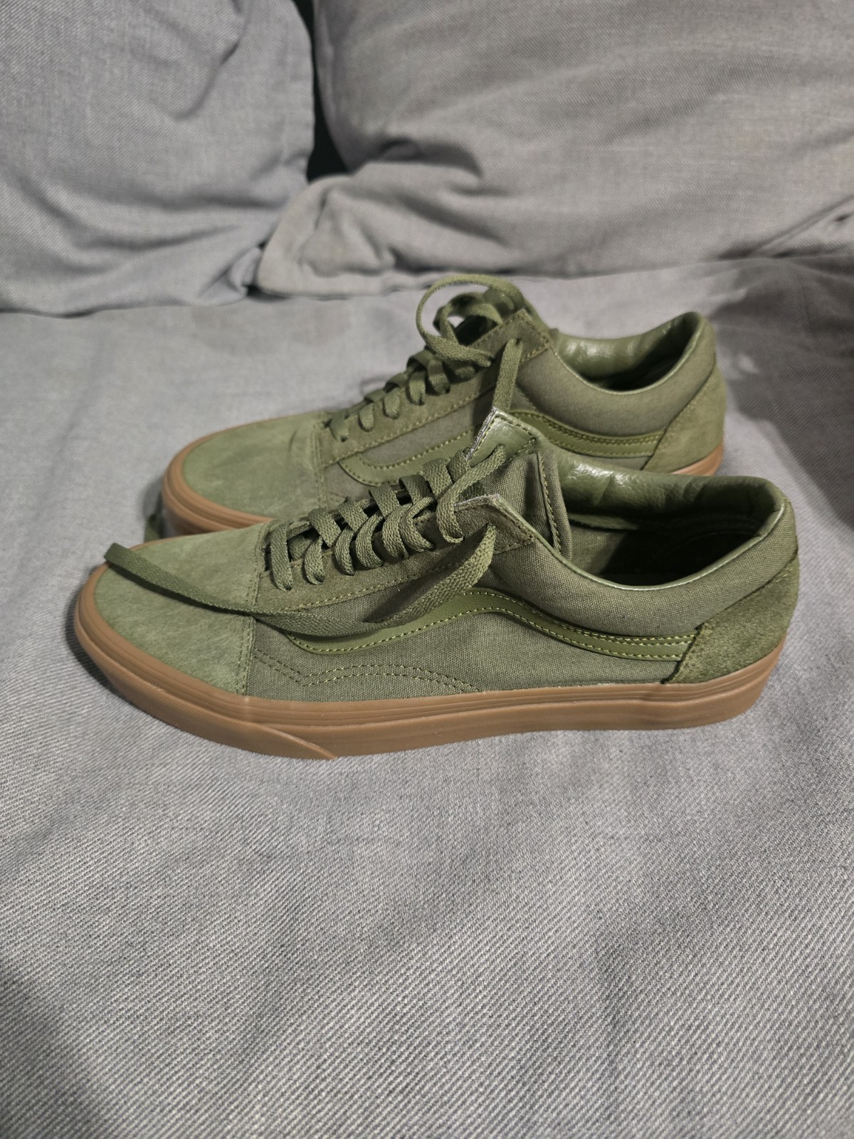 VANS Old Skool Canvas Green Lace-Up Sneakers Men’s US 9