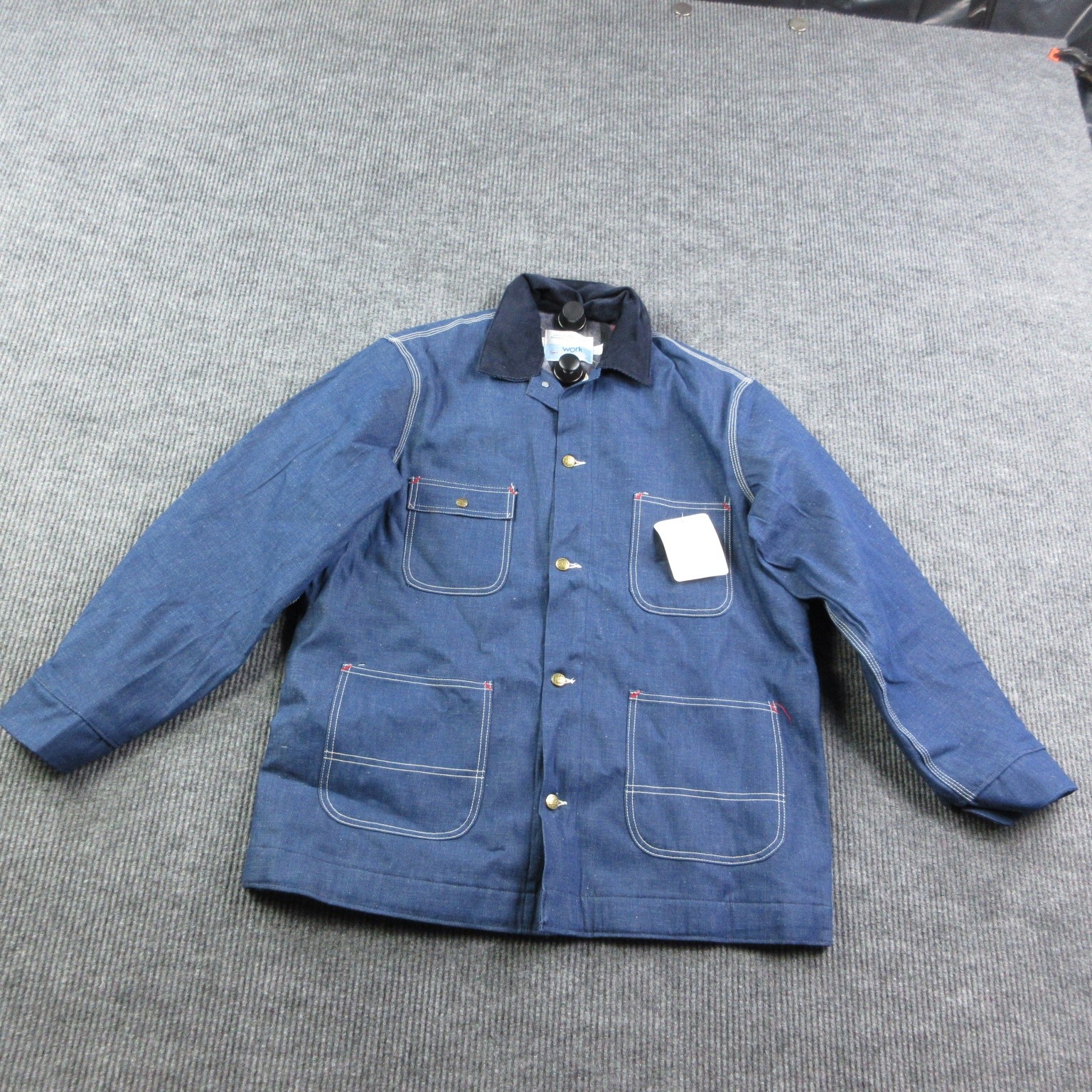 Sears Work \'N Leisure Coat Mens XLT Blue Chore Coat Lined Denim Vintage NWT
