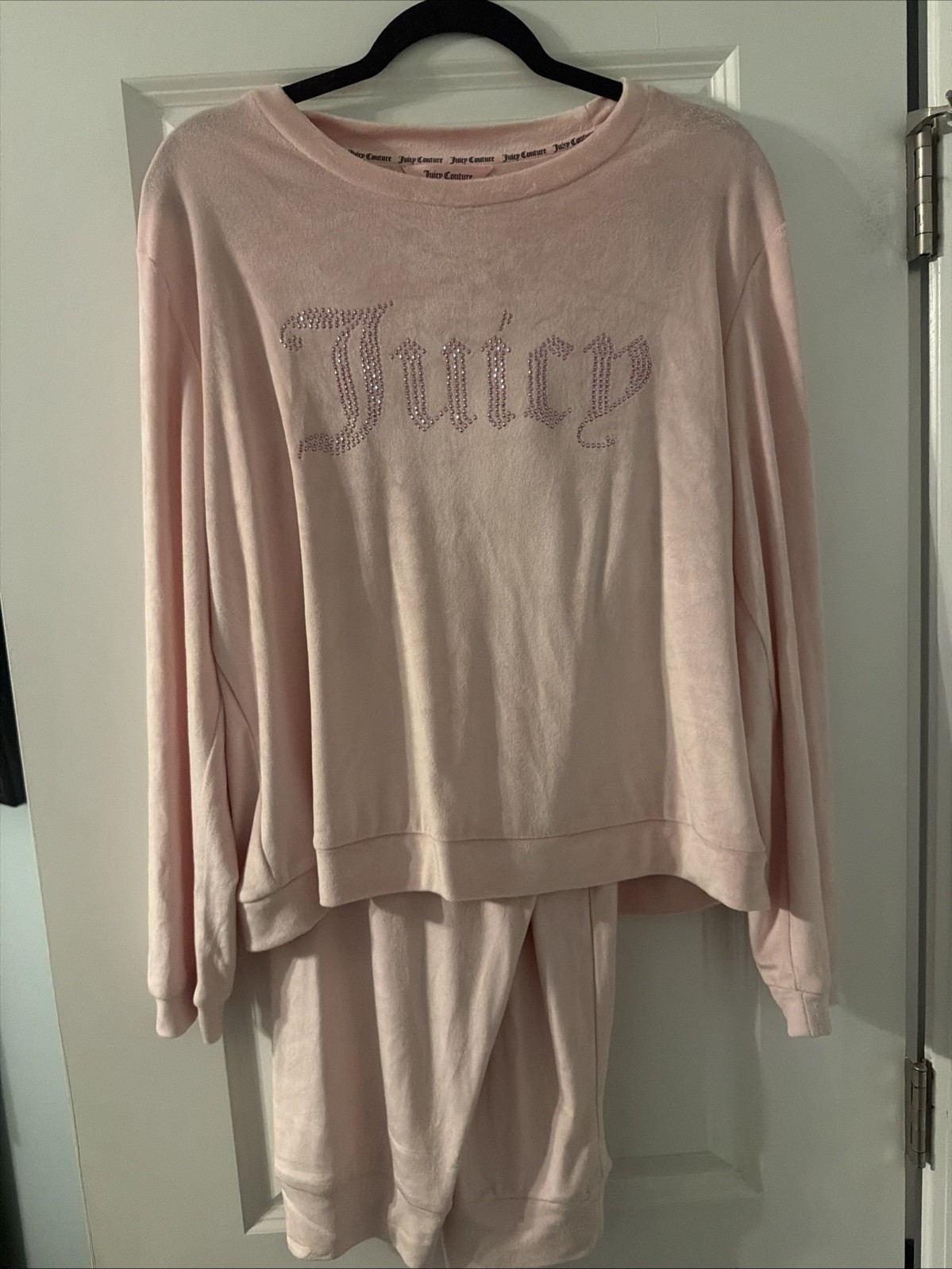 BRAND NEW Y2K Juicy Couture Pink Soft Velour Rhinestone Logo Tracksuit XL