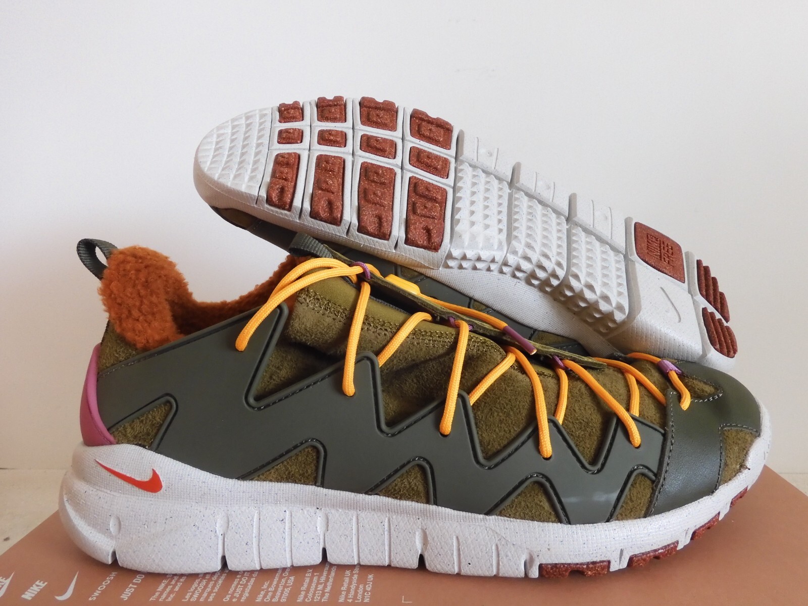 Nike Free Crater Trail Boot N7 Olive Flax Green-Habanero Red Sz 13 [DX5946-300]