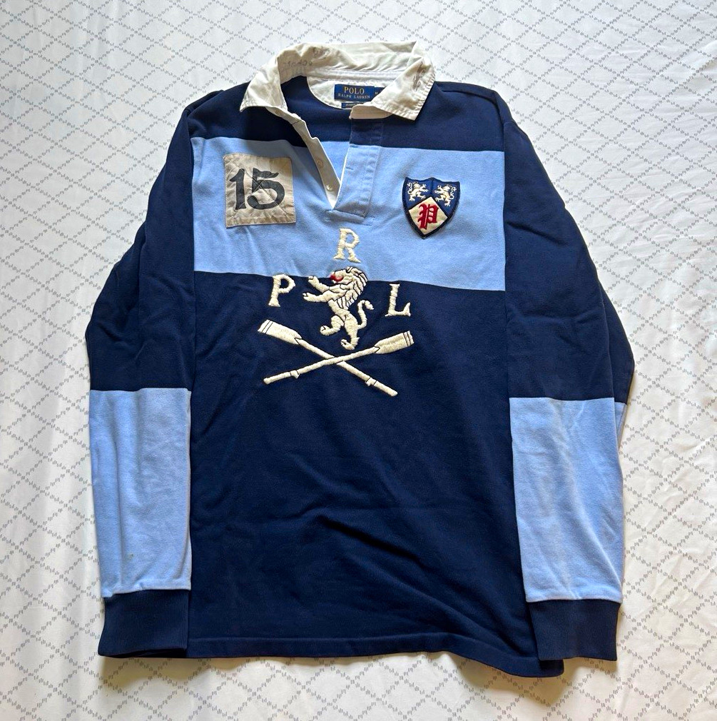 Polo Ralph Lauren Classic Fit Long Sleeve Colorblock Rugby Polo Shirt Mens M