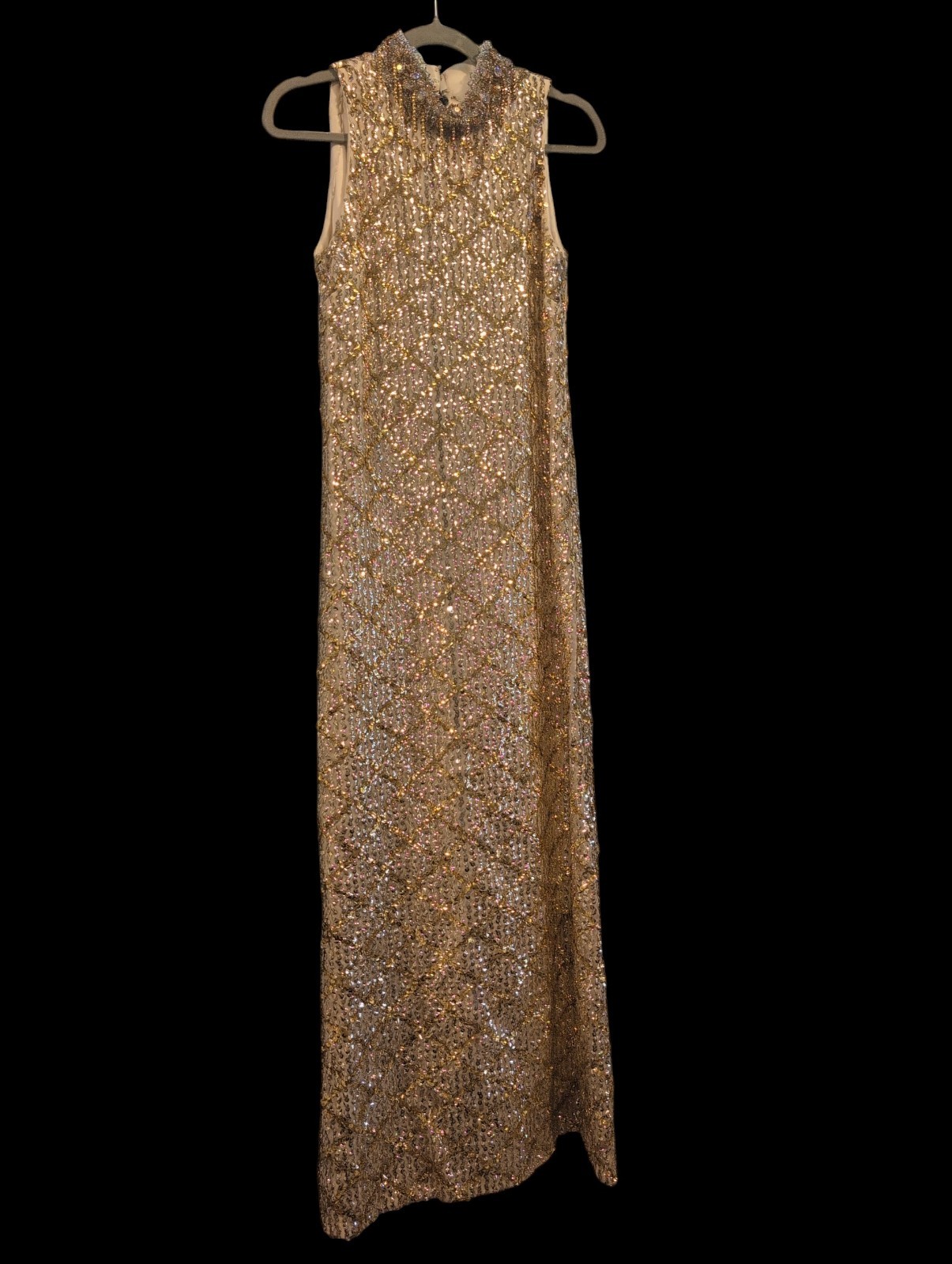 Rare Vtg 1960’s Pad Ltd Preston Smith Heavy Sequin Bead Gown Dress