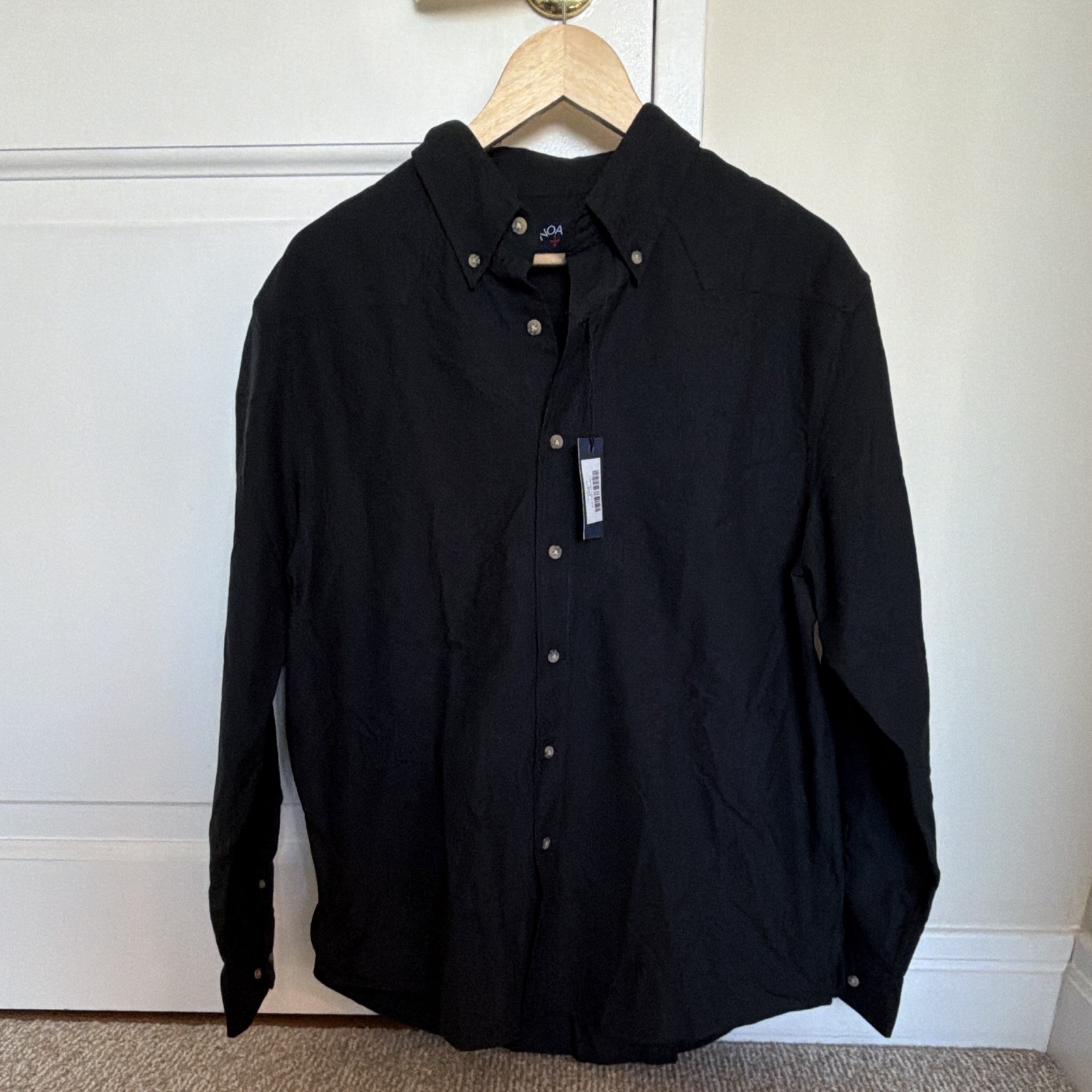 NOAH Western Oxford Shirt Black Size L NWT Heavyweight Oxford Made in Portugal
