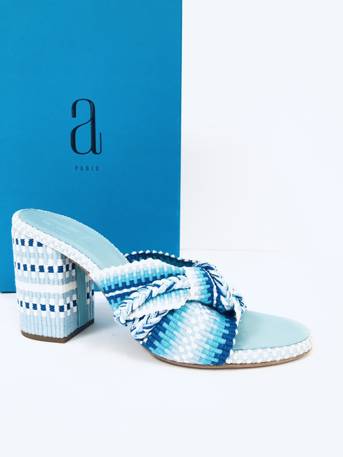 ANTOLINA PARIS Women\'s Biagia Leather Block-heel Slide Sz 39 EU $495 ABFB