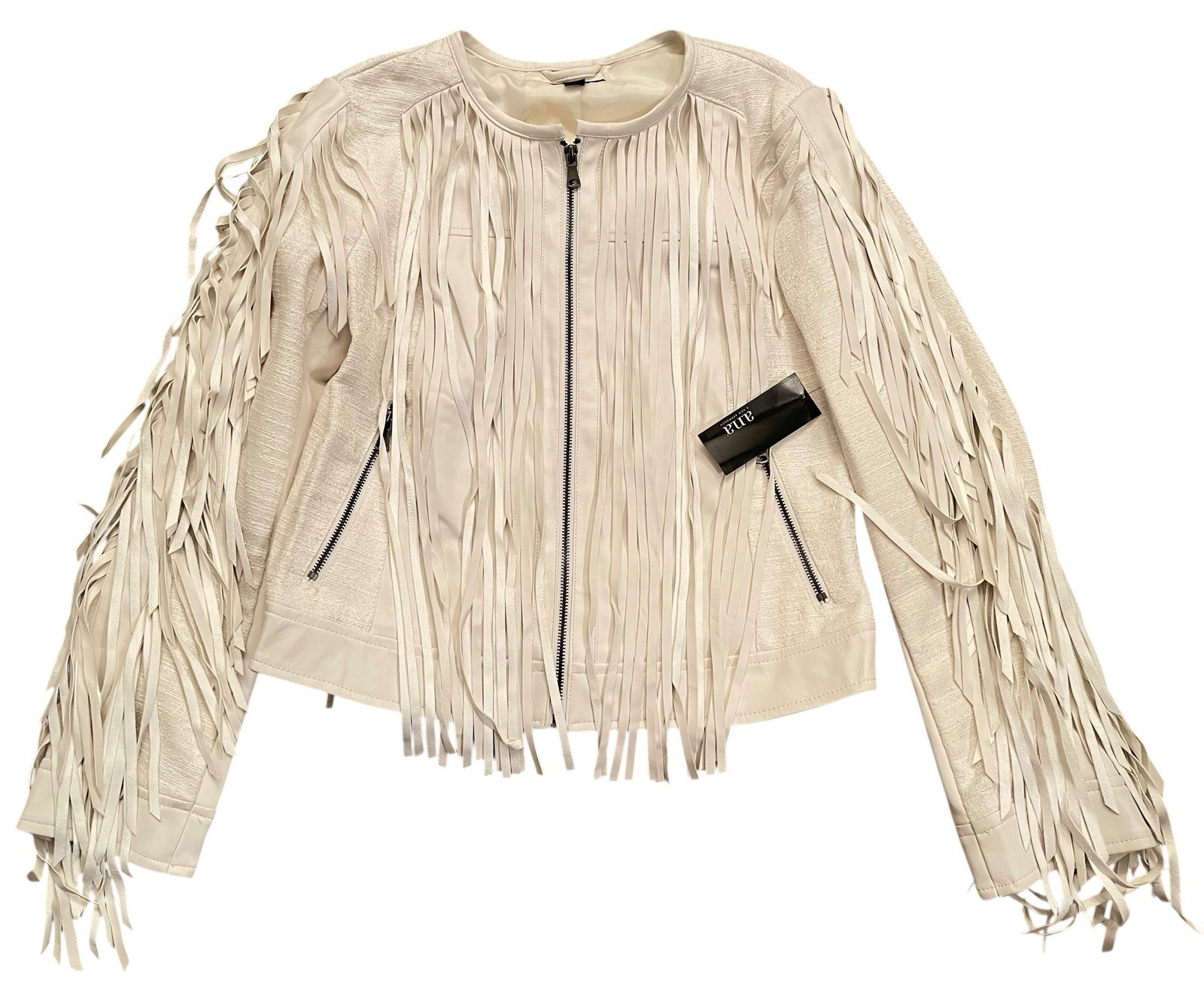 ANA A New Approach Faux Suede Fringe Western Cowgirl Jacket womens Medium MD new