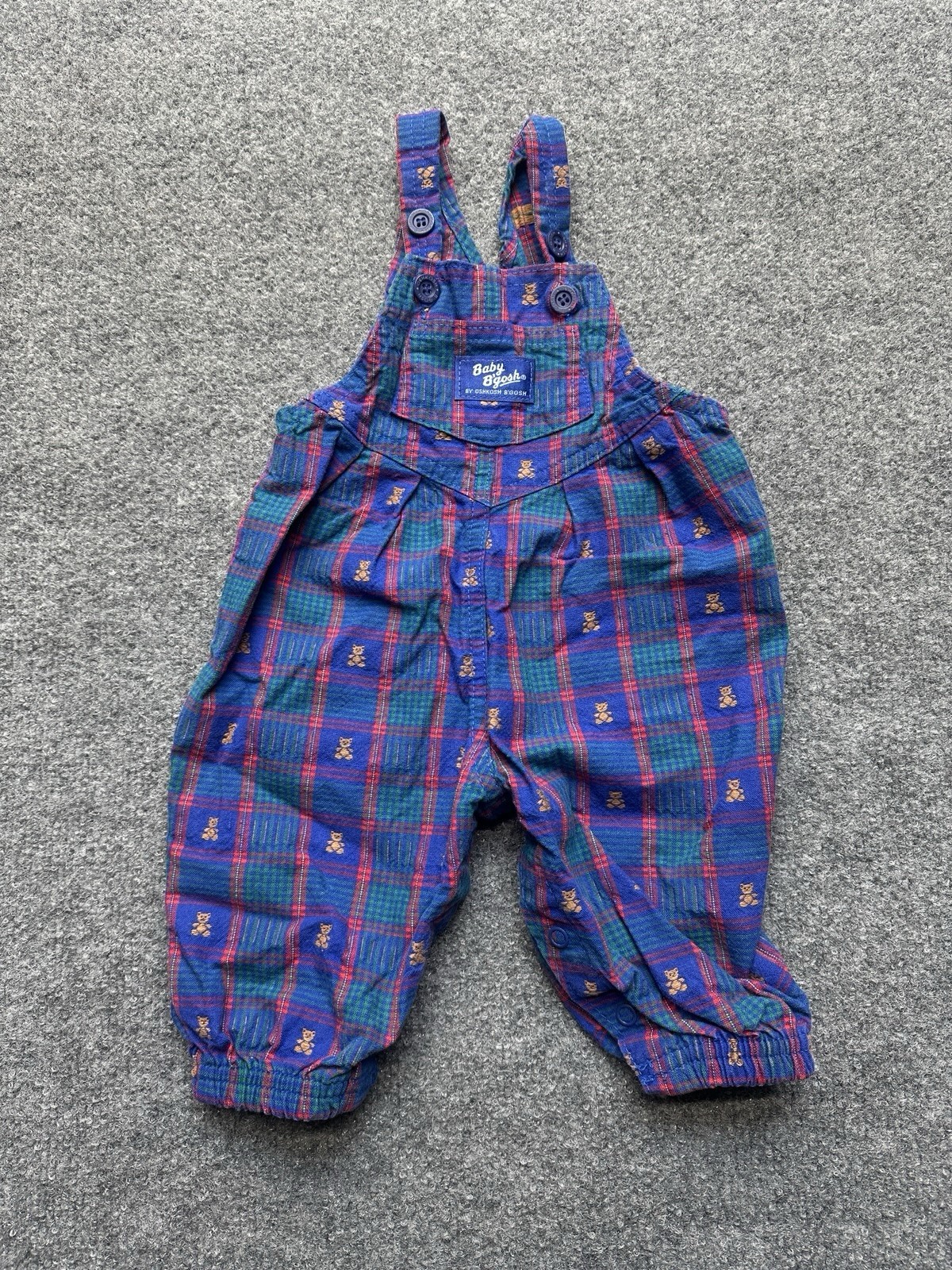 Baby Oshkosh B\'Gosh Vestbak Pink Blue With Teddy Bears Overalls Vintage