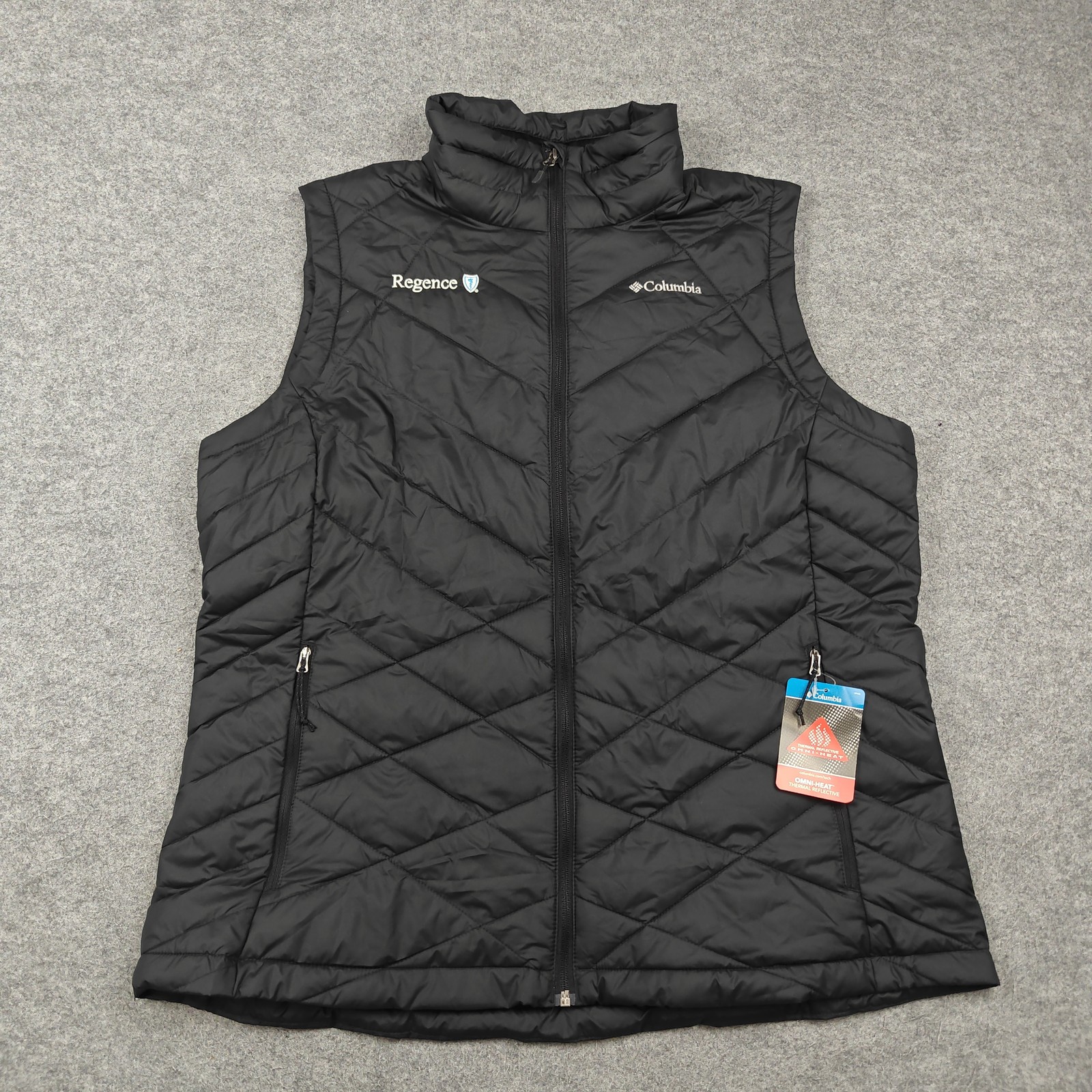 Columbia Vest Womens 1X Plus Black Heavenly Omni-Heat Quilted Regence Logo