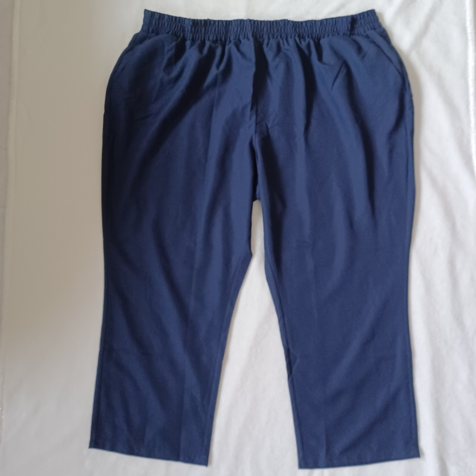 Woman Within Pants Plus Sz 32W Petite PullOn Straight Leg Navy Blue Womens