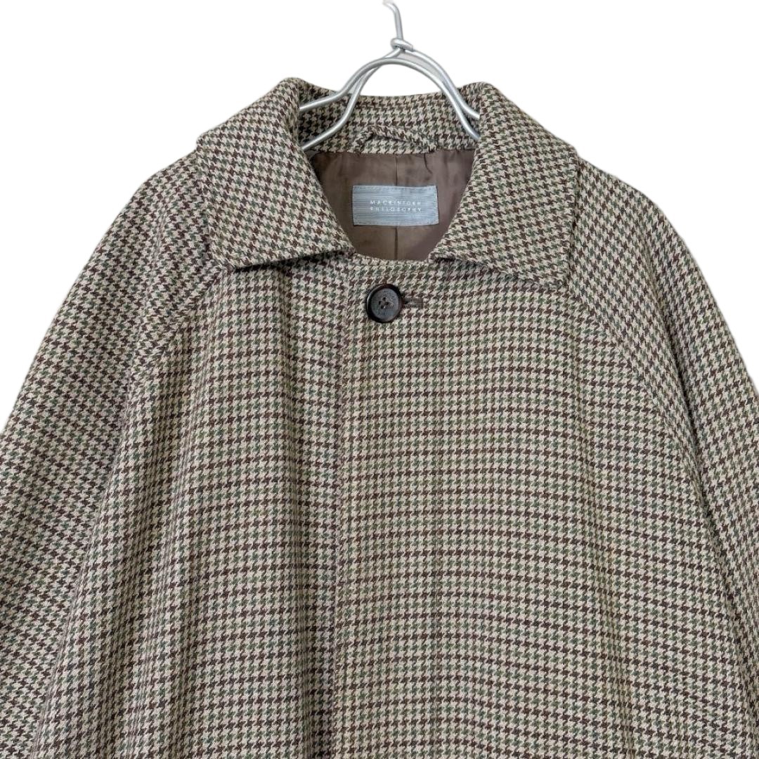 Mackintosh Philosophy Plaid Balmacaan Coat Wool Polyester Brown Large Japan