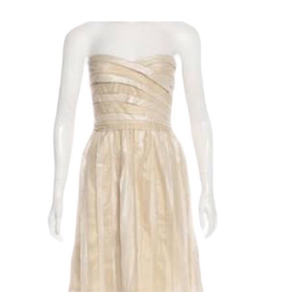 DVF vintage Diane Von Furstenberg year 2000 gold strapless cocktail dress 8
