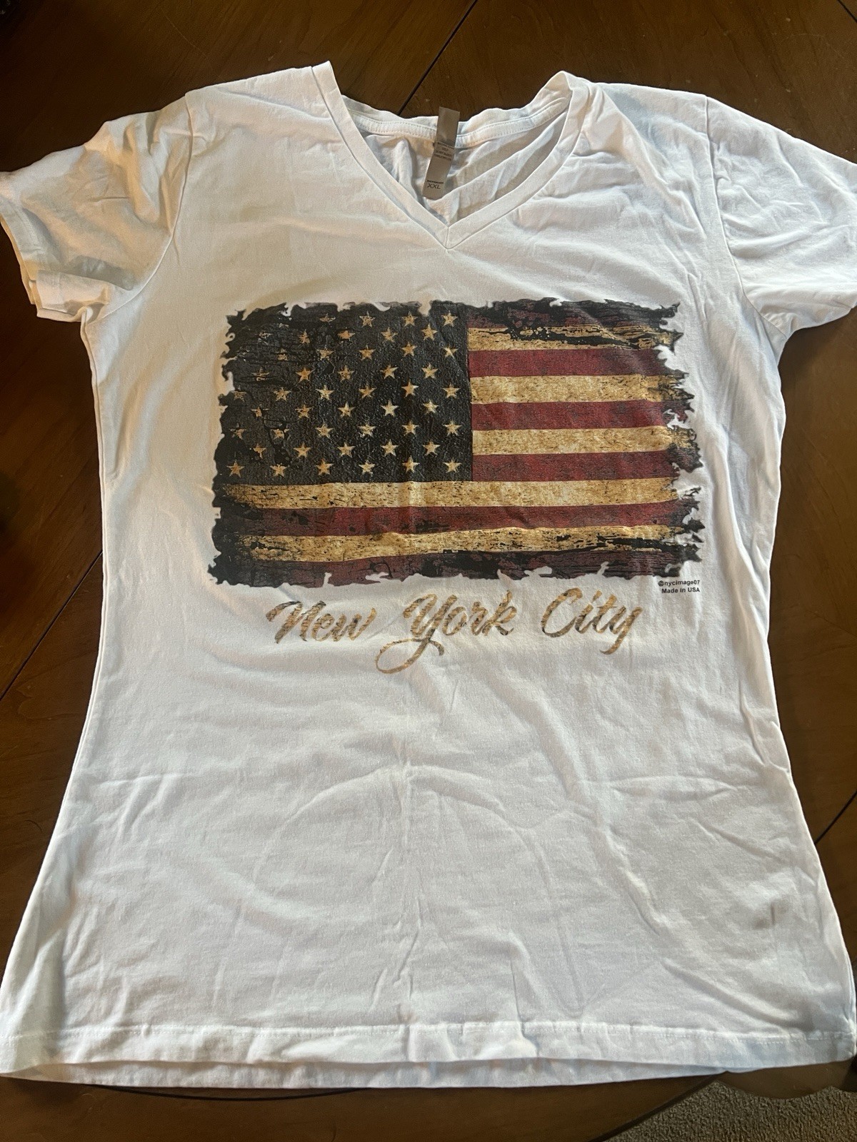 New York City ( NYC) Women\'s Tee Shirt with American Flag - 95% cotton