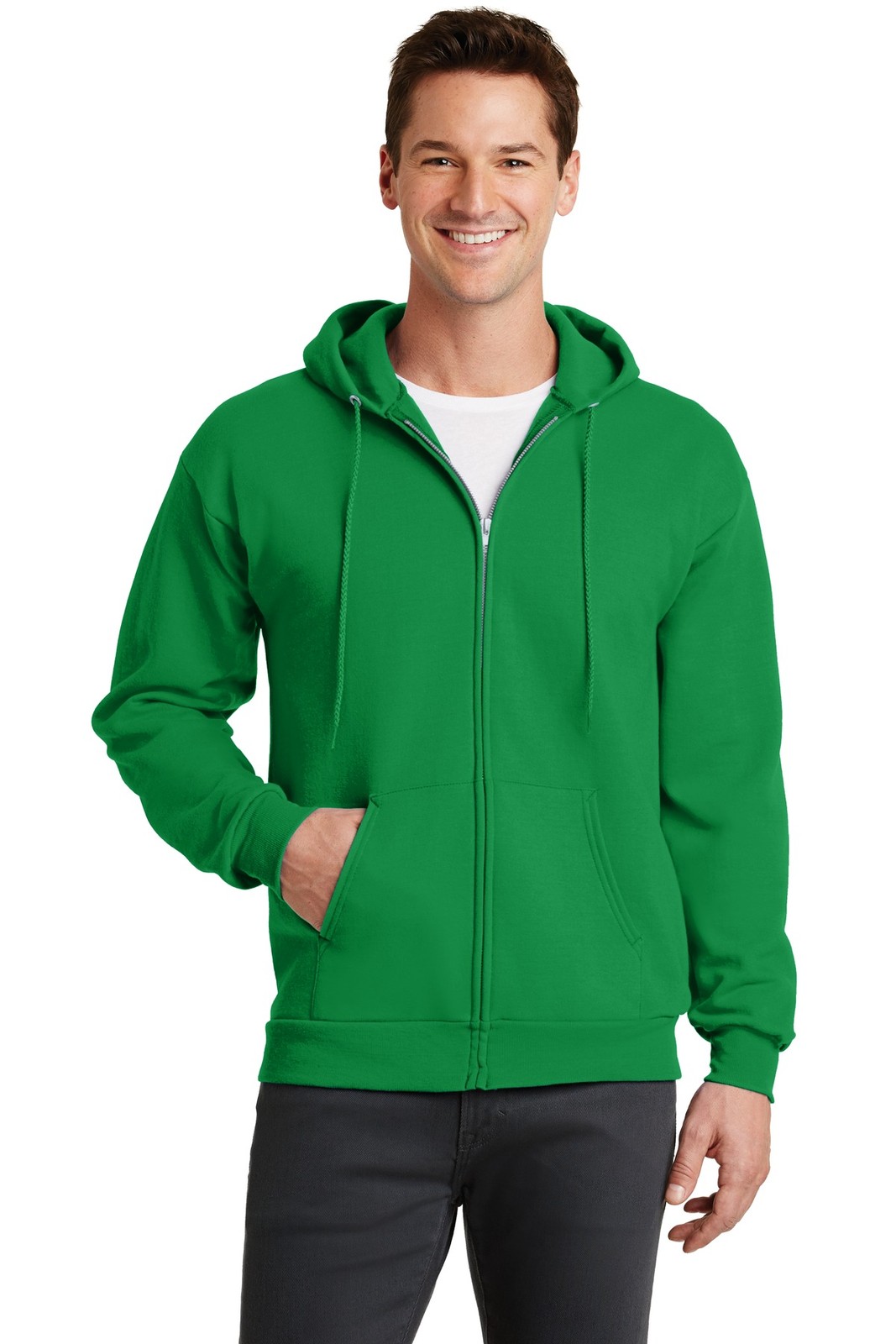 Port & Company PC78ZH Men\'s Long Sleeve Core Fleece Full-Zip Hooded Sweatshirt