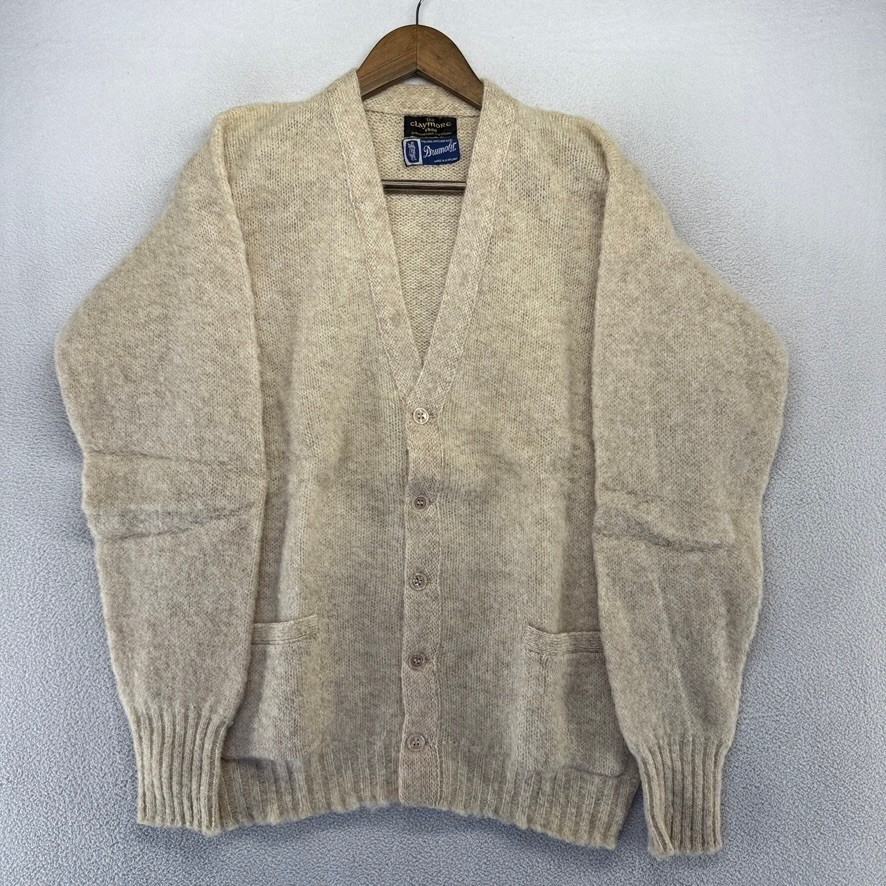 Vintage Drumohr Sweater Mens 44 Large Beige Shetland Wool Scotland Deadstock