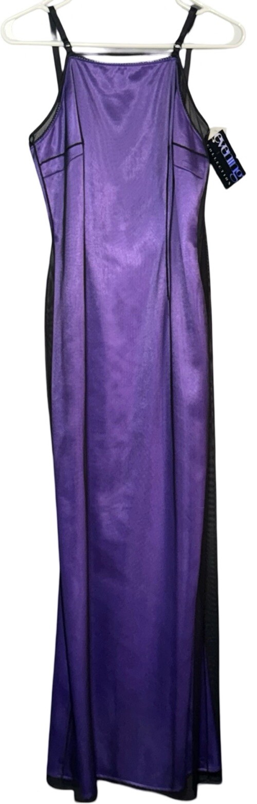 Vtg Adrianna Papell Dress Gown Purple Mesh Overlay Lined 6 Whimsigoth Vamp