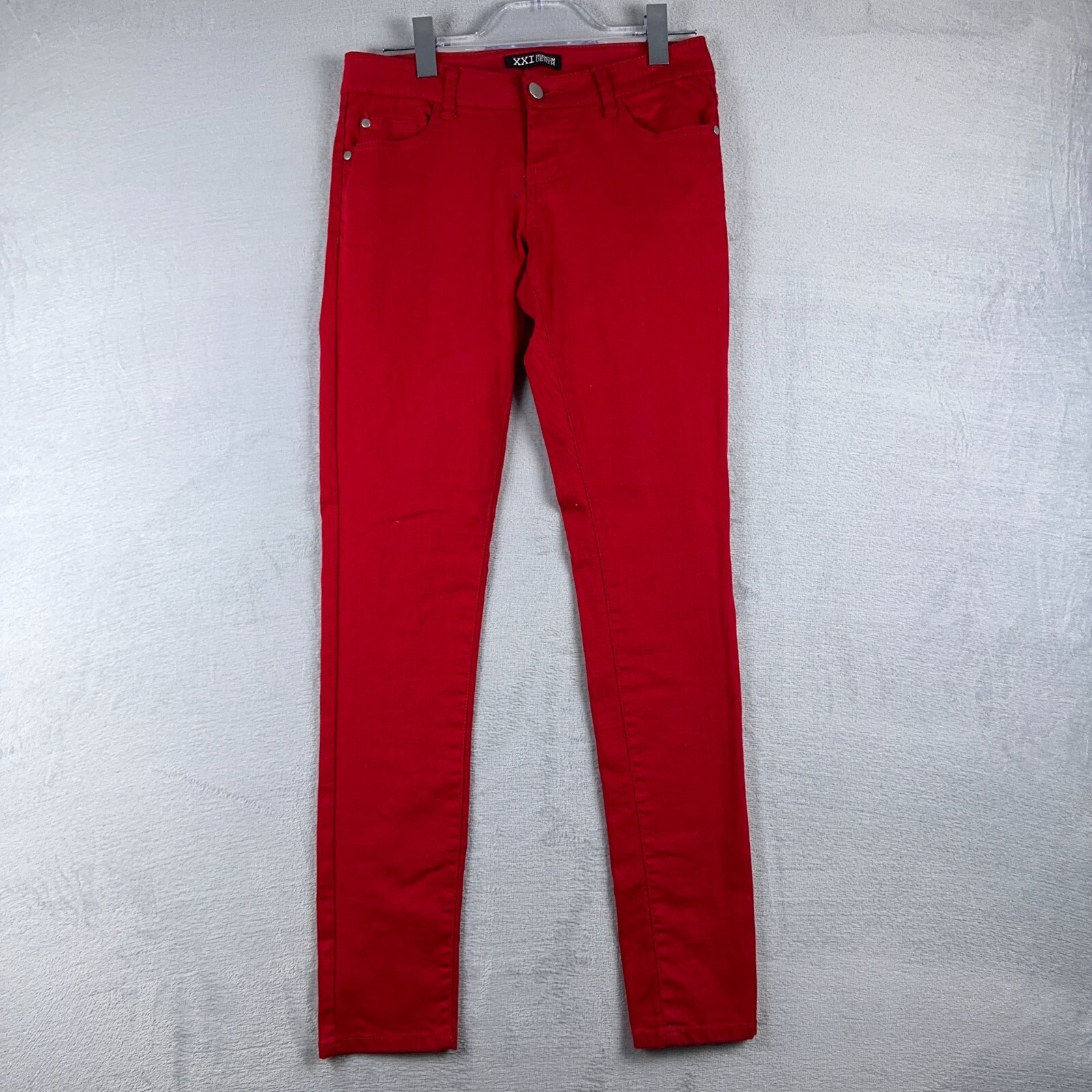 XXI Premium Denim Skinny Jeans Women SZ 30 Regular Fit Red Low Rise Cotton Blend