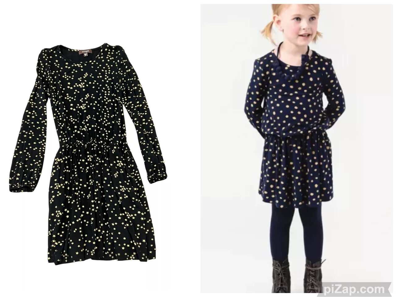 IMOGA GIRL\'S BLACK ROSEMERY DRESS ALL OVER STAR PRINT LONG SLEEVE JERSEY SZ 8