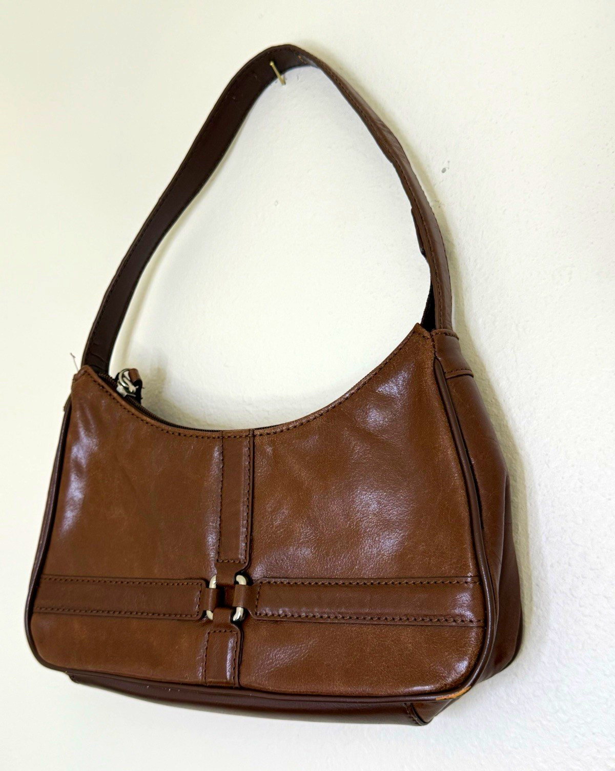 Wilsons Leather Brown Leather Shoulder Bag Y2K Hobo Purse Vintage