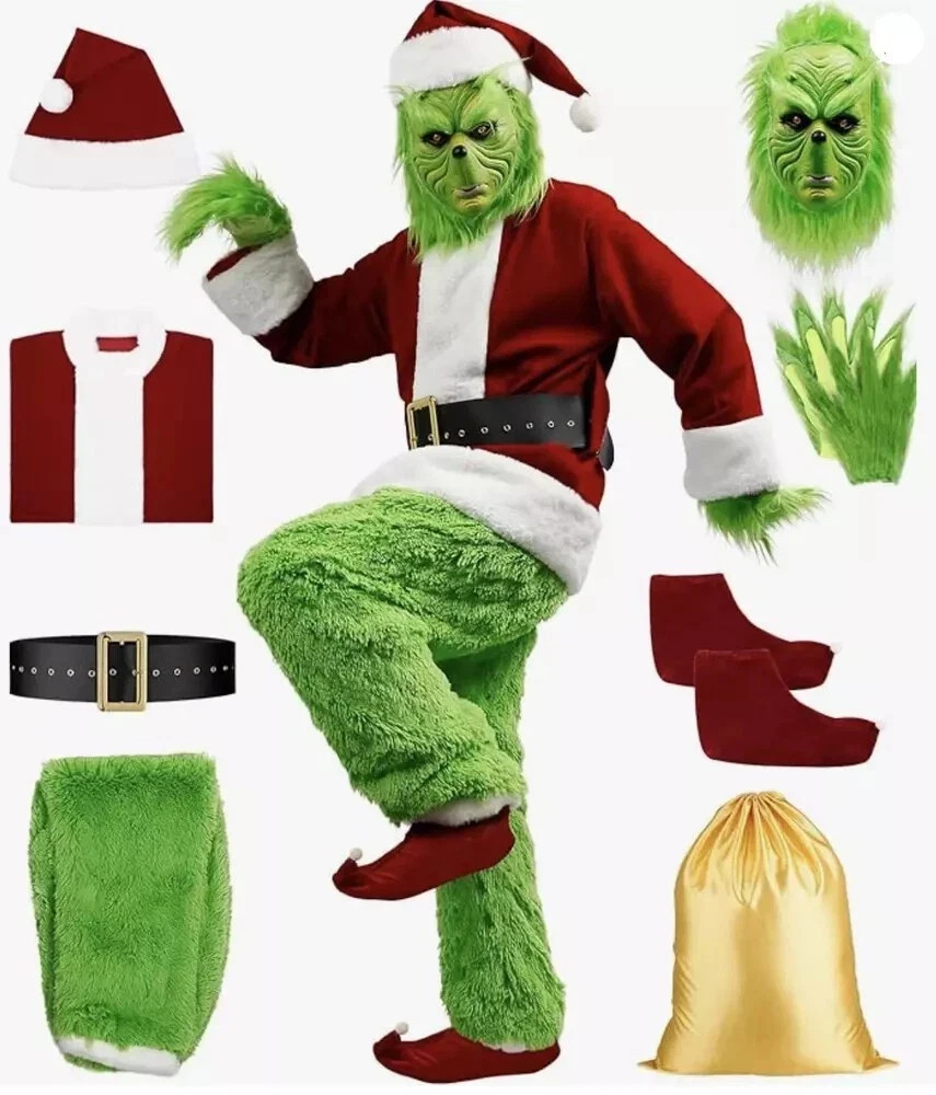 Christmas The Grinch Complete Costume Santa Claus Costume Adult (SIZE: S- 2XL).