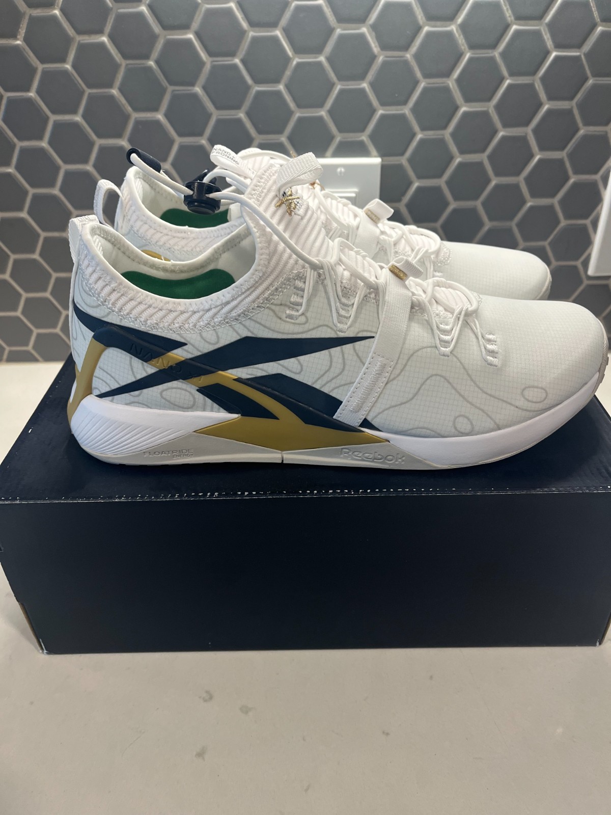 Men's Reebok Nano X1 Froning Training Sneaker (White/Blue/Gold)
