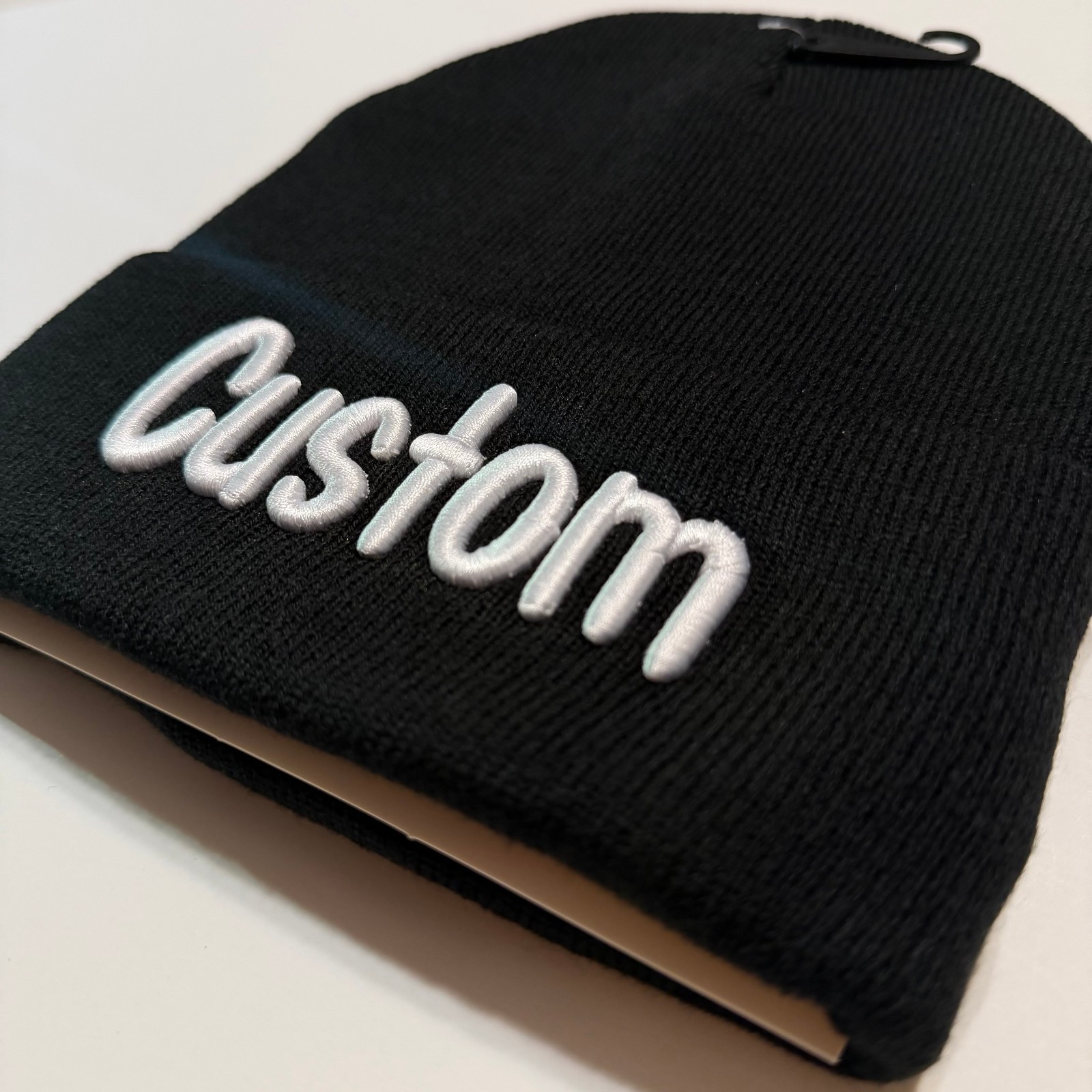 Custom 3D Embroidered Beanie Puff Text Stitched your text - Puff Winter Hat
