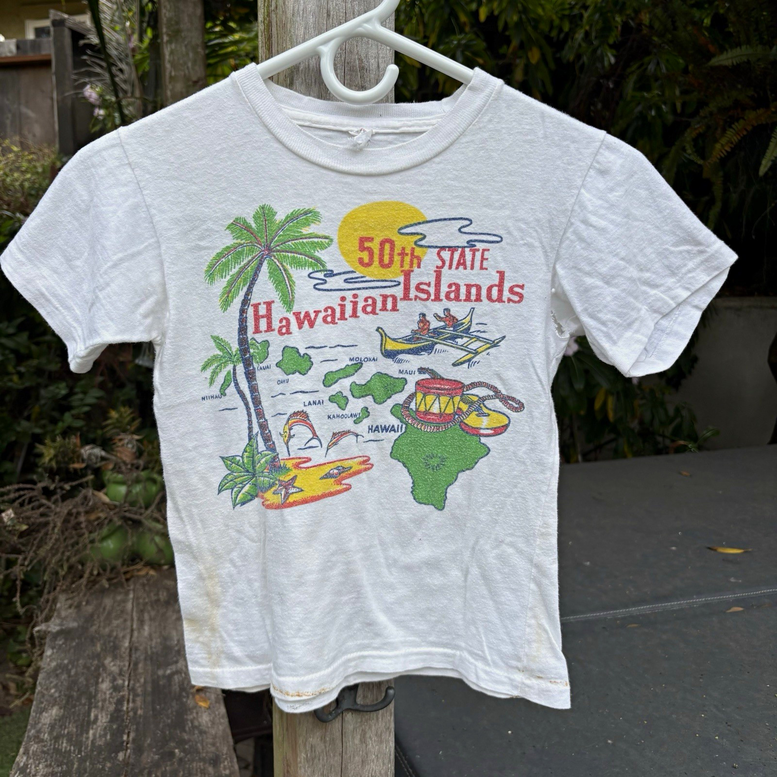 vintage 1959 hawaii 50th state t shirt alii hawaiian souvenir youth 12 50s 60s