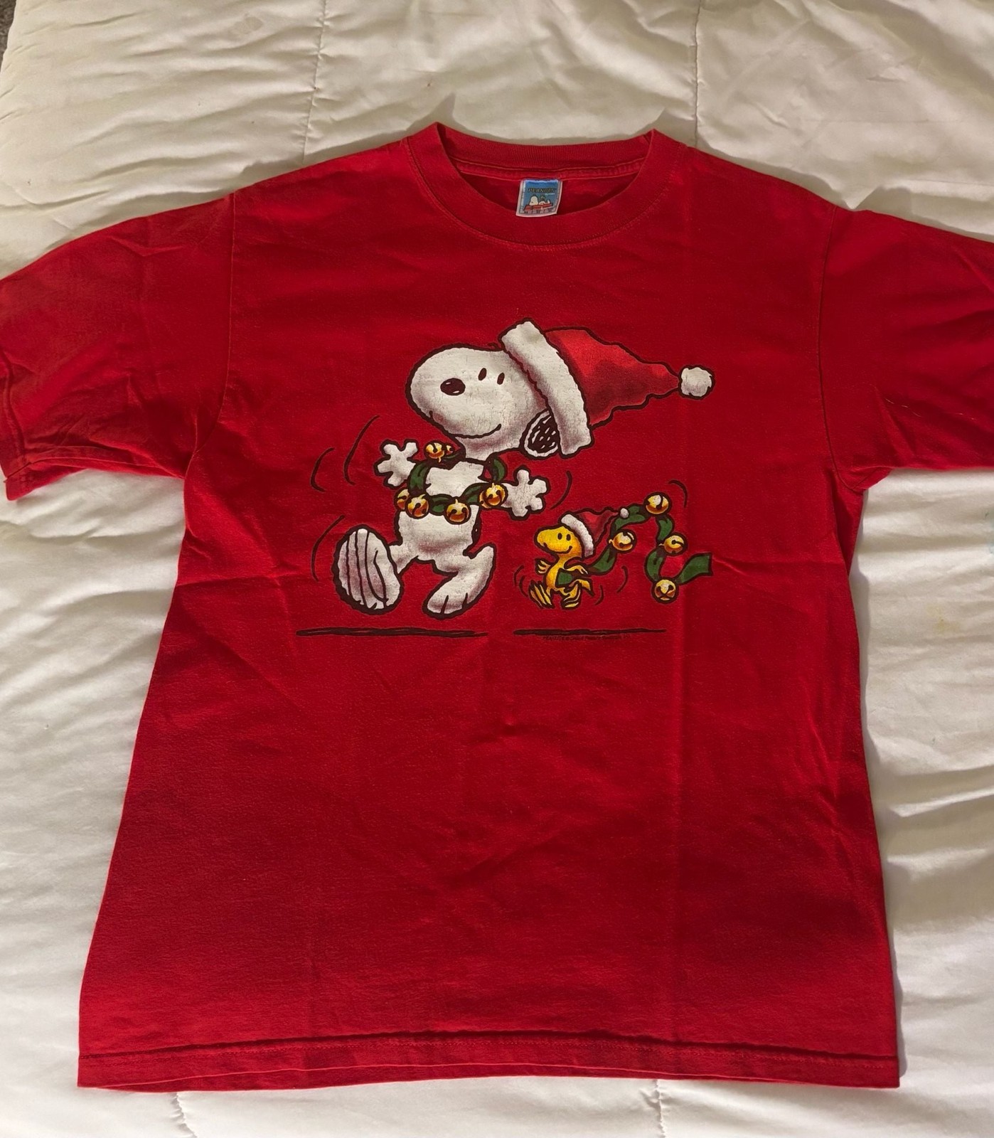 Vintage Early 2000\'s Peanuts Snoopy and Woodstock Christmas Holiday Graphic