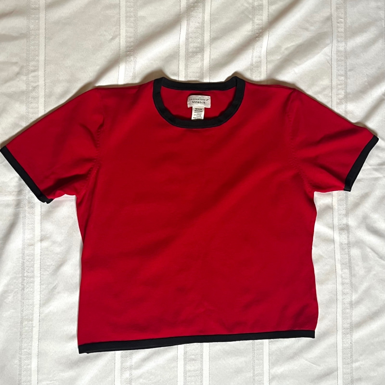 Vintage Knit Ringer Baby Tee 90s Sporty Grunge