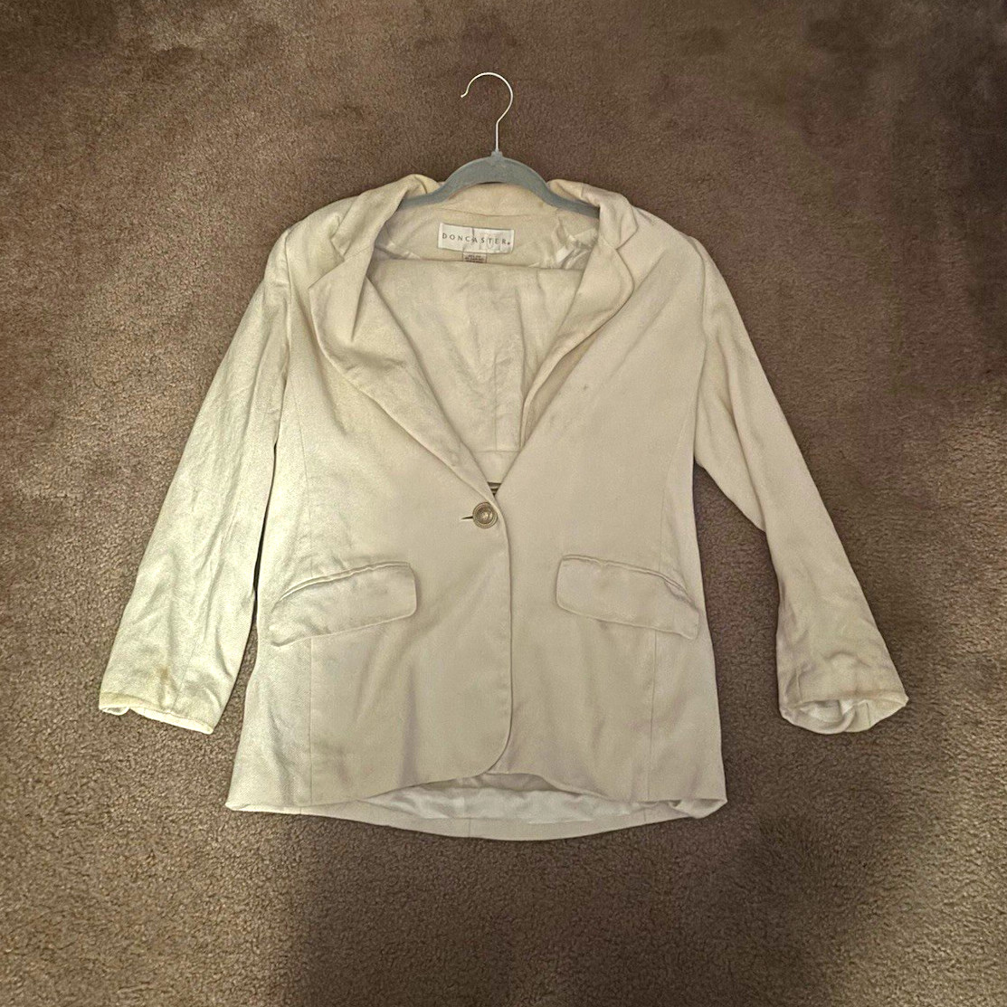 Doncaster Women’s 100% Silk Blazer Jacket/Pants 8 Mid-Length Pockets VINTAGE