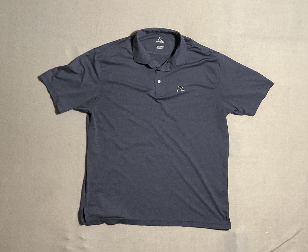 Rhoback Polo Shirt Mens Size Large Navy Blue Classic Performance Stretch Golf