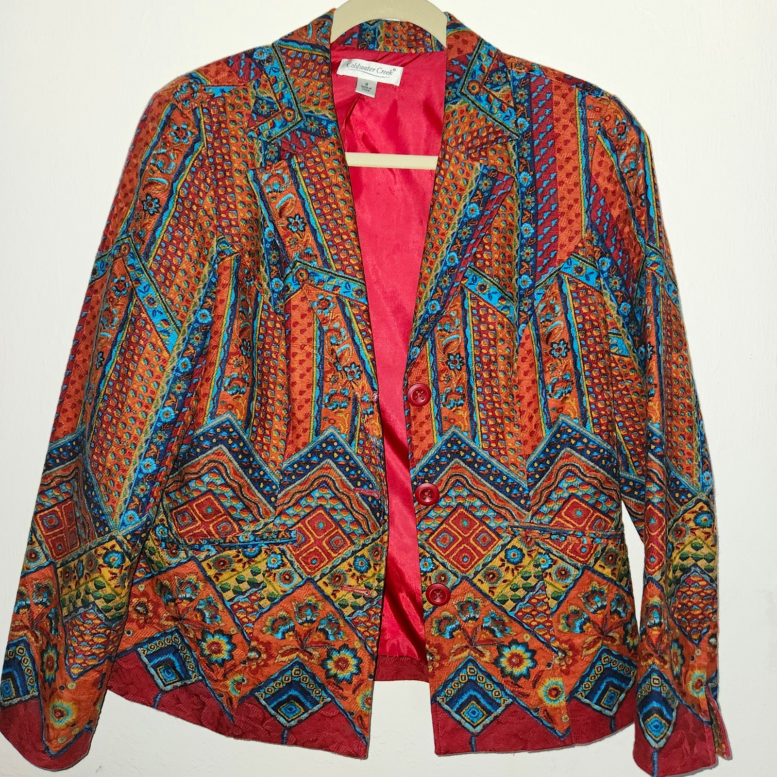 Coldwater Creek Southwestern Tapestry Pattern Blazer Jacket Size 8