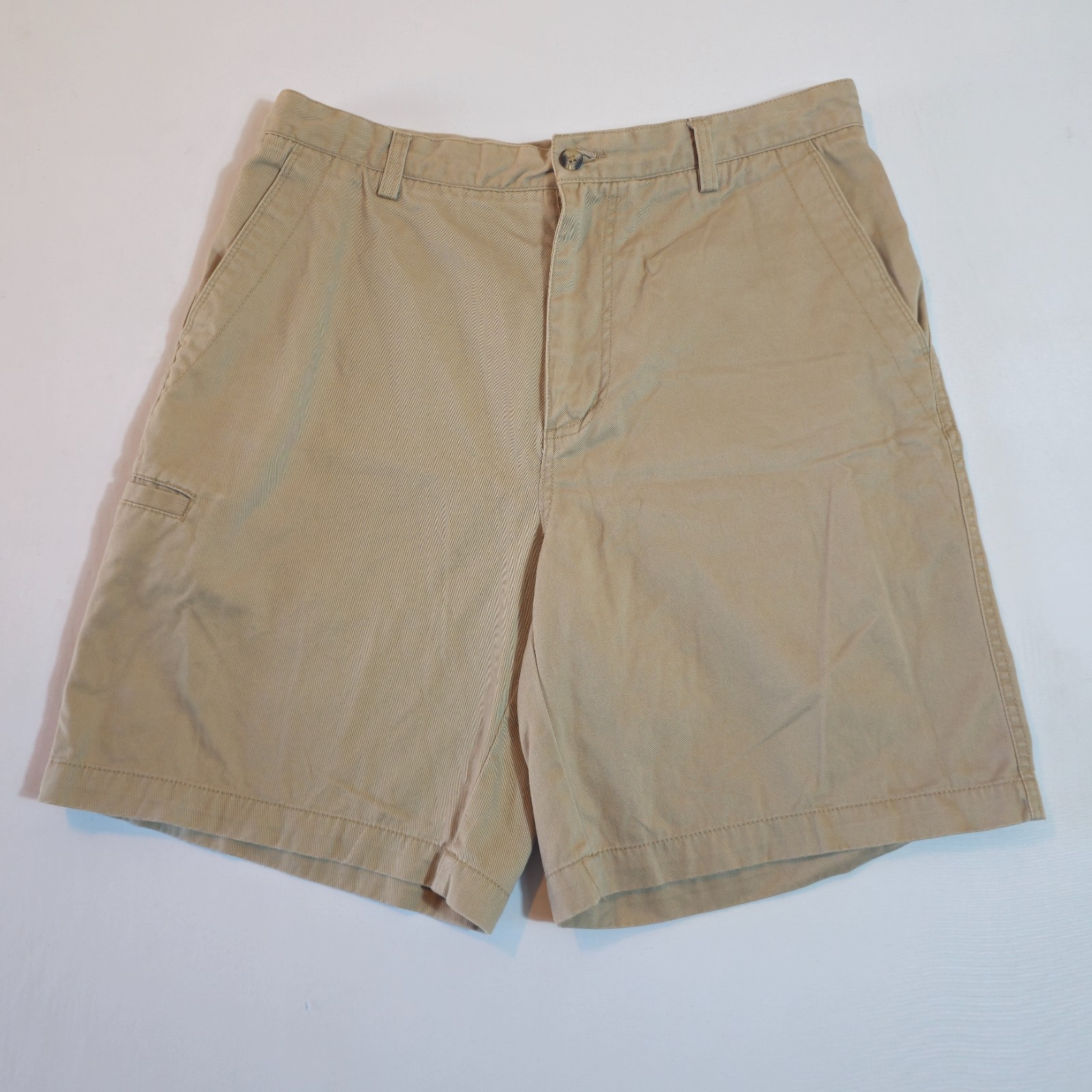 Boca Classics Chino Shorts Mens 34 Tan Flat Front Cotton Slash Pockets High Rise
