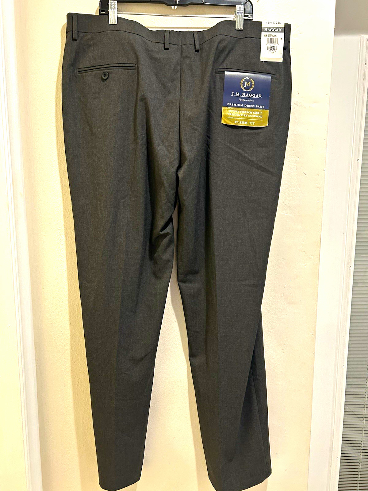 Haggar J.M. Haggar Premium Dress Pants Gray Classic Straight Stretch 42x30