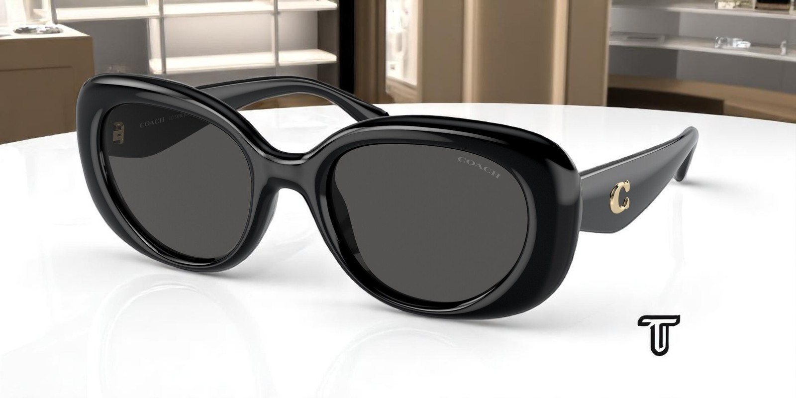 COACH HC8391U 500287 Cr609 Black Grey Solid 53 mm Women\'s Sunglasses