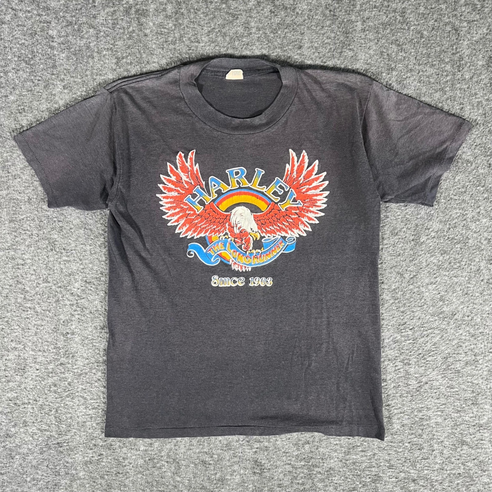 Vintage 80s Harley Davidson The Long Runner Birmingham Alabama Tshirt Eagle