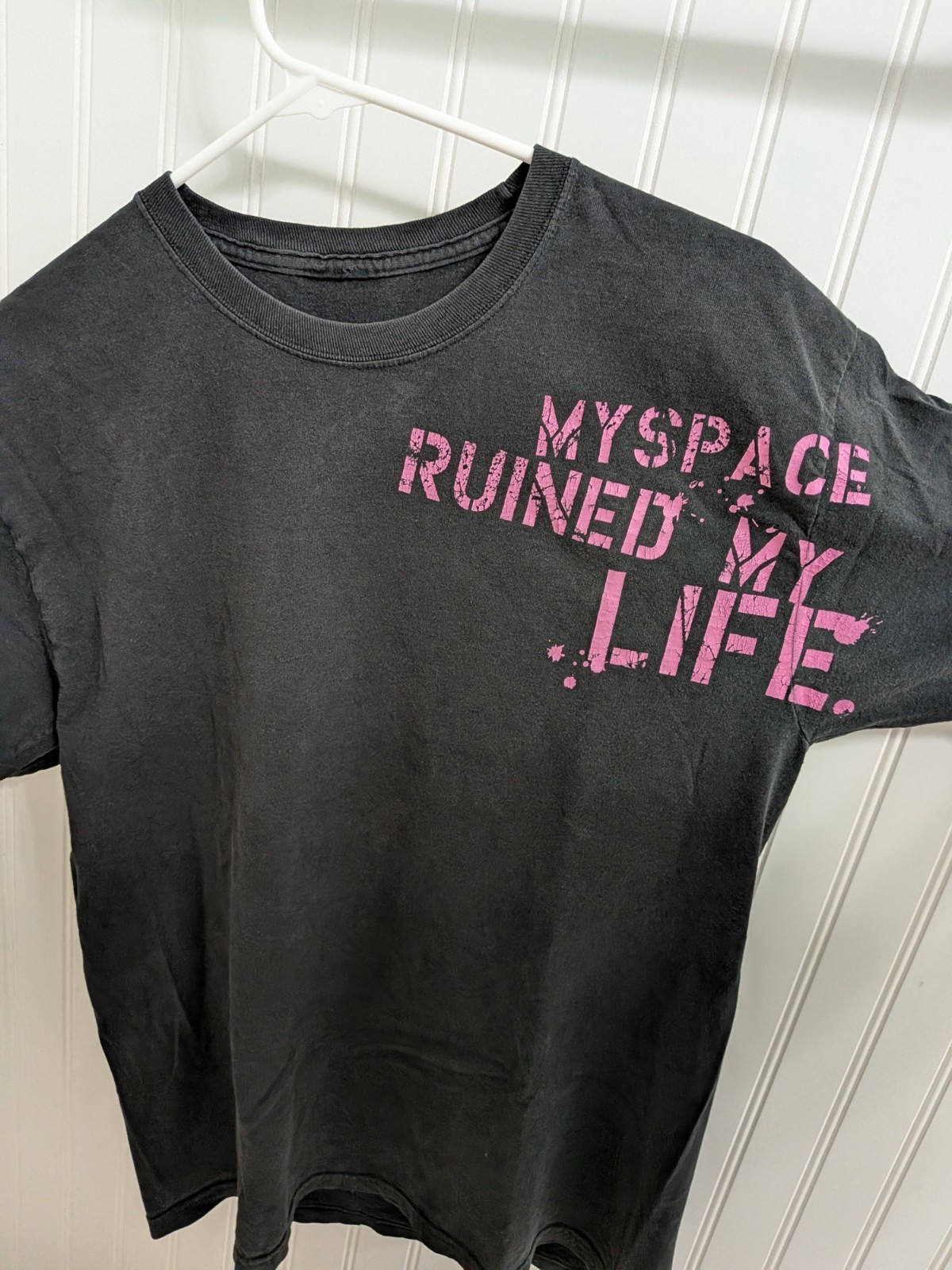 Vintage 2006 Hot Topic MySpace Ruined My Life T Shirt Black Emo Y2K Scene