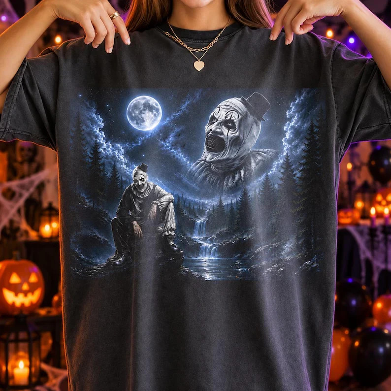 Art The Clown Moon Graphic  T-shirt, Horror Scary Movie