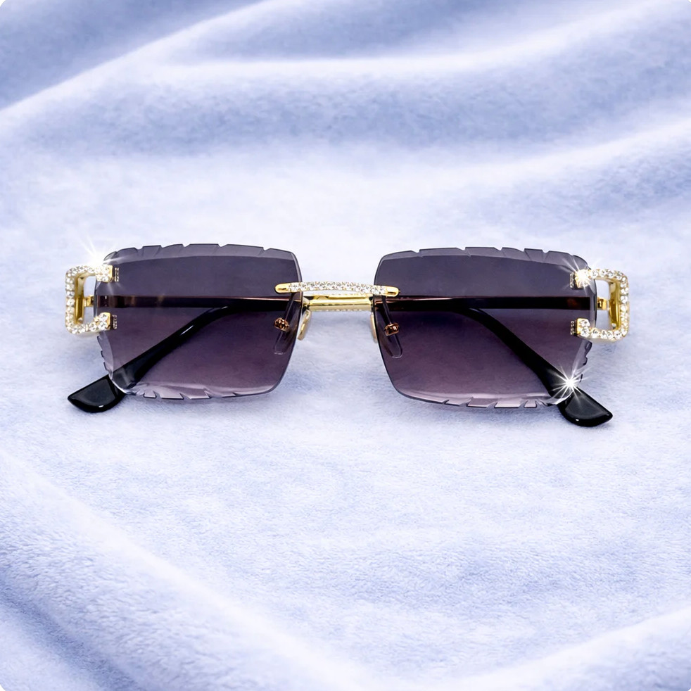 VVS Moissanite Purple iced Out Designer Style Glasses