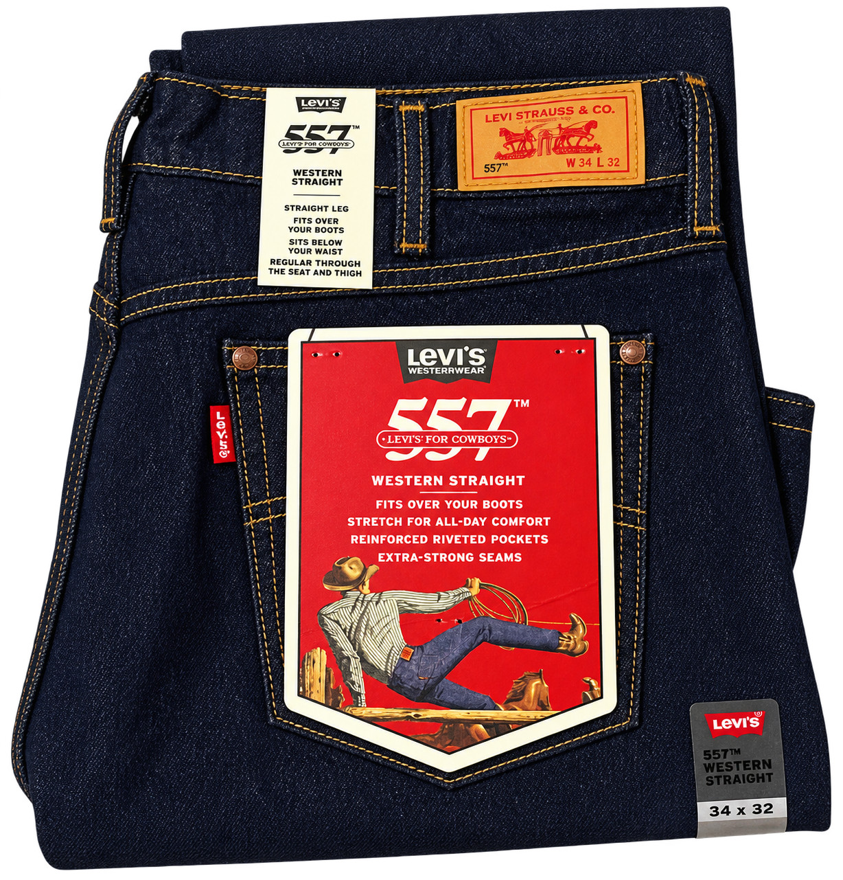 NWT MEN'S LEVI’S 557 WESTERN STRAIGHT SET BELOW WAIST D. BLUE JEANS PANT DENIM