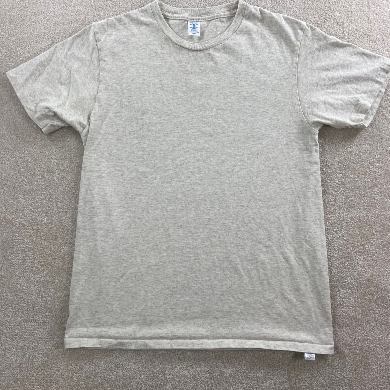Vtg Velva Sheen T-Shirt Mens Large Oatmeal Heather Made in USA Cotton Blank Tee