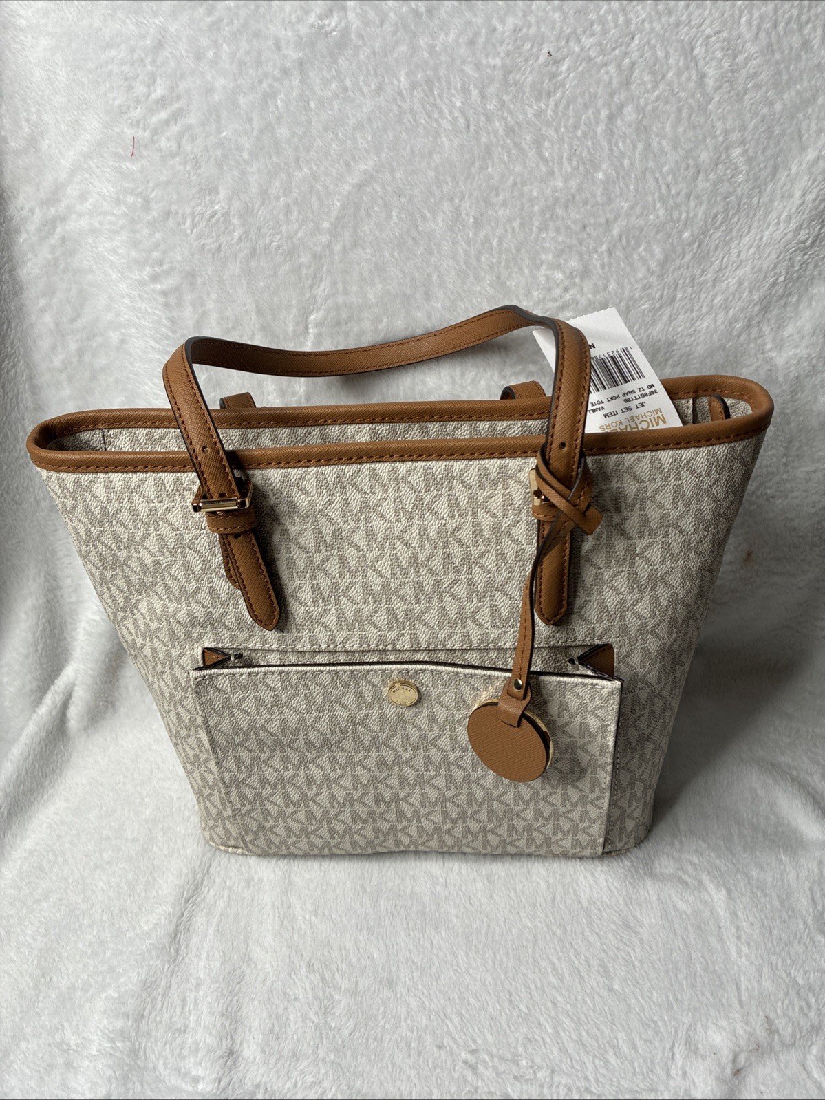 Michael Kors Jet Set Medium Tote Vanilla Signature MK 38F8GTTT8B NWT Handbag